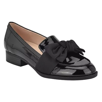 Lindio Bow Detail Block Heel Slip On Loafers