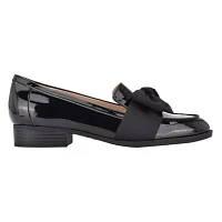 Lindio Bow Detail Block Heel Slip On Loafers