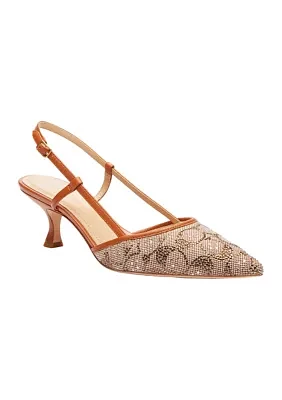 Rosie Crystal Signature Jacquard Slingback Heels