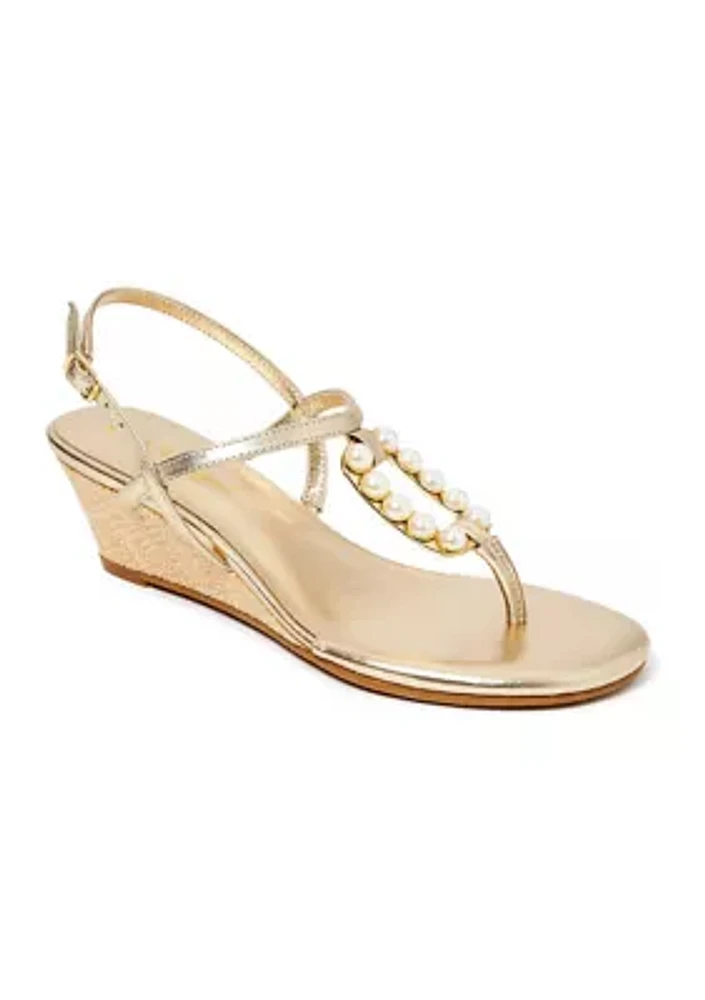 Good as Gold Pearl Wedge Sandals