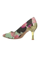 Tacy Gold Floral Heels