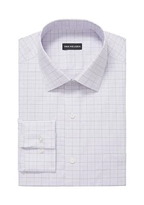 Checkered Spread Collar Dress Shirt