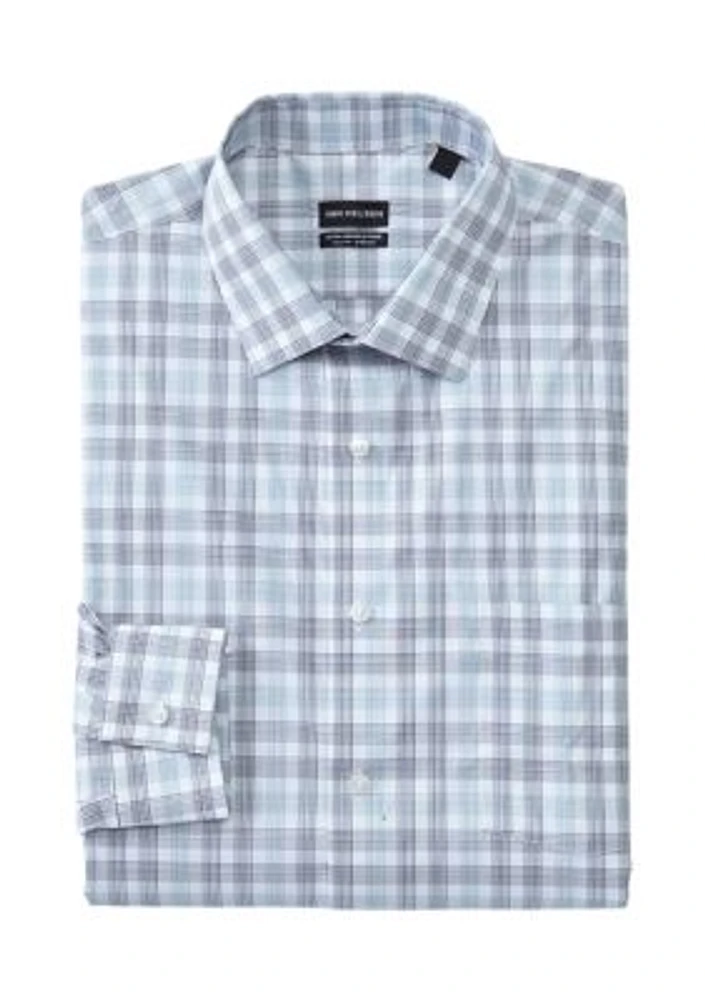 Men's Tall Regular Fit Wrinkle Free Plaid Shirt