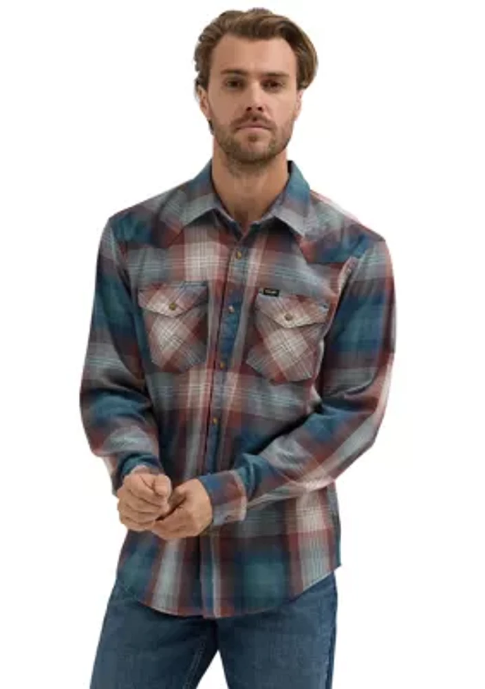 Long Sleeve Broken Twill Plaid Shirt