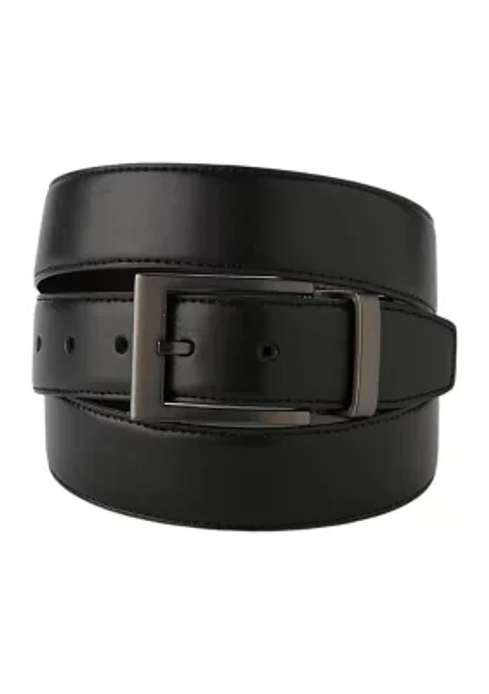 Big & Tall Black/Brown Leather Buckle Belt