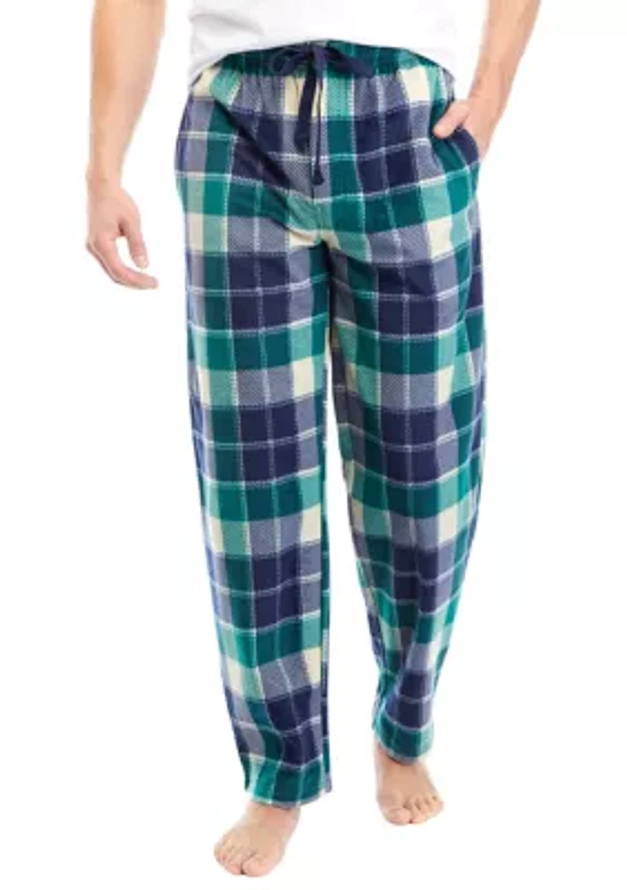 Green Check Sueded Fleece Pants