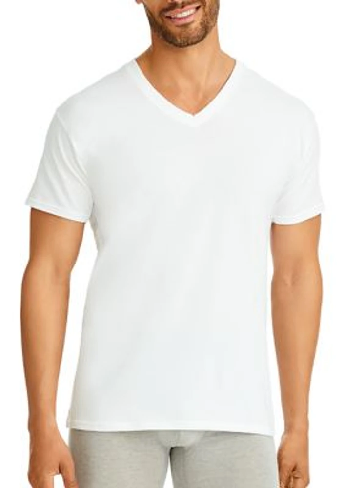 6 Pack White V-Neck T-shirt