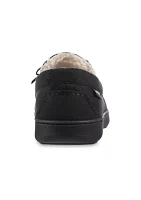 Microsuede Nigel Moccasin Slippers with Canvas Heel