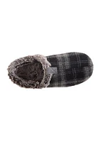 Arlo Plaid and Fur Hoodback Slippers