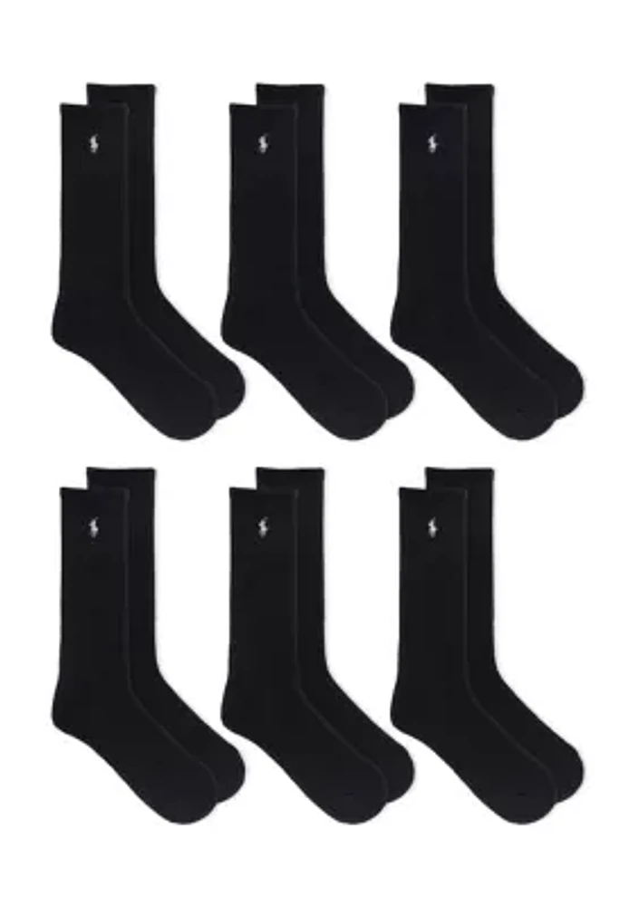 Ribbed Crew Socks - 6 Pack