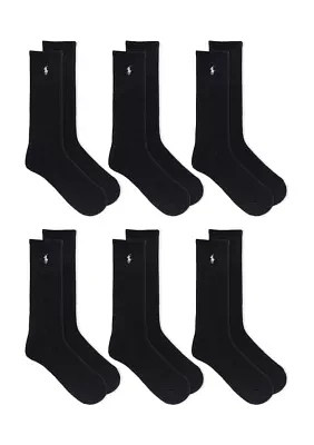 Ribbed Crew Socks - 6 Pack