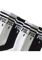 Double Bar Crew Socks - 6 Pack