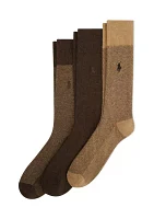 Classic Embroidered Cotton Socks - 3 Pack