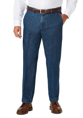 Big & Tall Stretch Denim Classic Fit Flat Front Pants