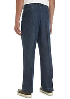 Big & Tall Stretch Denim Classic Fit Pleated Pants