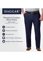 Big & Tall Premium Comfort 4-Way Stretch Classic Fit Hidden Waistband Flat Front Dress Pants