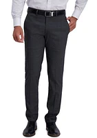 Men's Stretch Windowpane Slim Fit Flat Front Premium Flex Waistband Suit Separate Pants