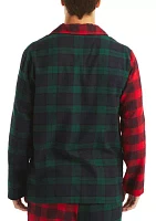 Sustainably Crafted Mixed Plaid Flannel Sleep Shirt