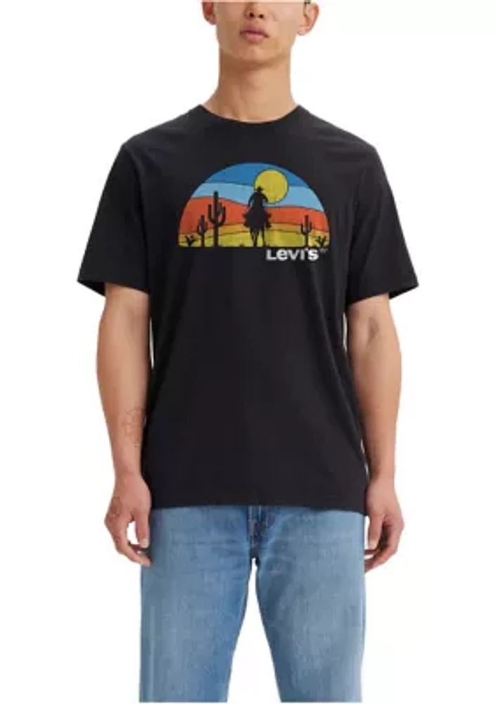 Short Sleeve Relaxed Fit Sunset Rider Graphic T-Shirt