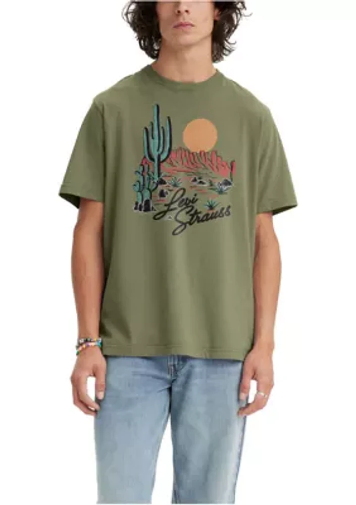 Short Sleeve Relaxed Fit Logo Cactus Graphic T-Shirt