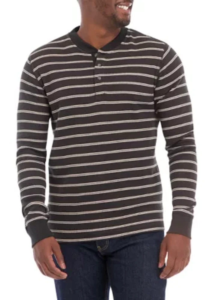 Men's Long Sleeve Thermal 3 Button Henley Shirt