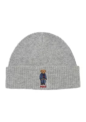 Solid Denim Bear Beanie