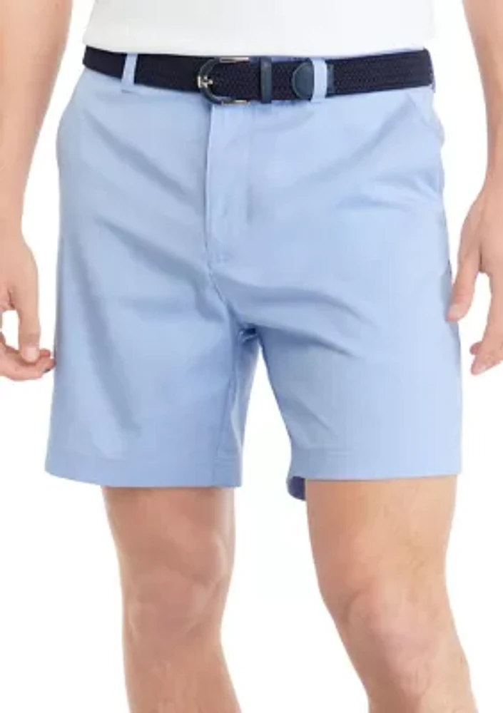 7 Inch Flat Front Heathered Golf Shorts