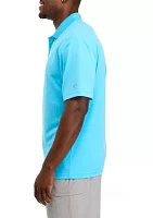 Men's Diamond Texture Polo Shirt with Ribbed Collar