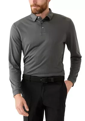 Men's Long Sleeve Jacquard Polo Shirt