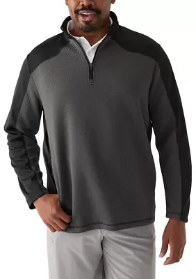 Big & Tall Long Sleeve Textured 1/4 Zip Pullover