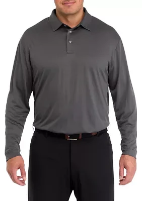 Big & Tall Long Sleeve Jacquard Polo Shirt