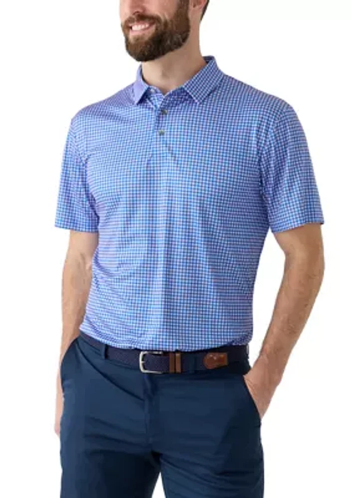 Men's Short Sleeve Gingham Print Polo Shirt