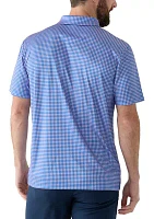 Men's Short Sleeve Gingham Print Polo Shirt