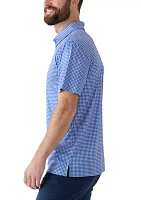 Men's Short Sleeve Gingham Print Polo Shirt