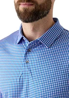 Men's Short Sleeve Gingham Print Polo Shirt