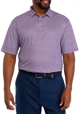 Big & Tall Short Sleeve Gingham Print Polo Shirt