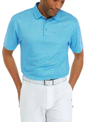 Big & Tall Short Sleeve Gingham Print Polo Shirt