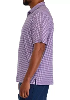 Big & Tall Short Sleeve Gingham Print Polo Shirt