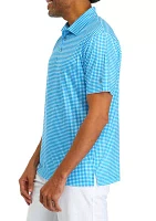 Big & Tall Short Sleeve Gingham Print Polo Shirt