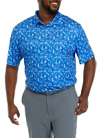 Big & Tall Short Sleeve Golf Conversational Print Polo Shirt