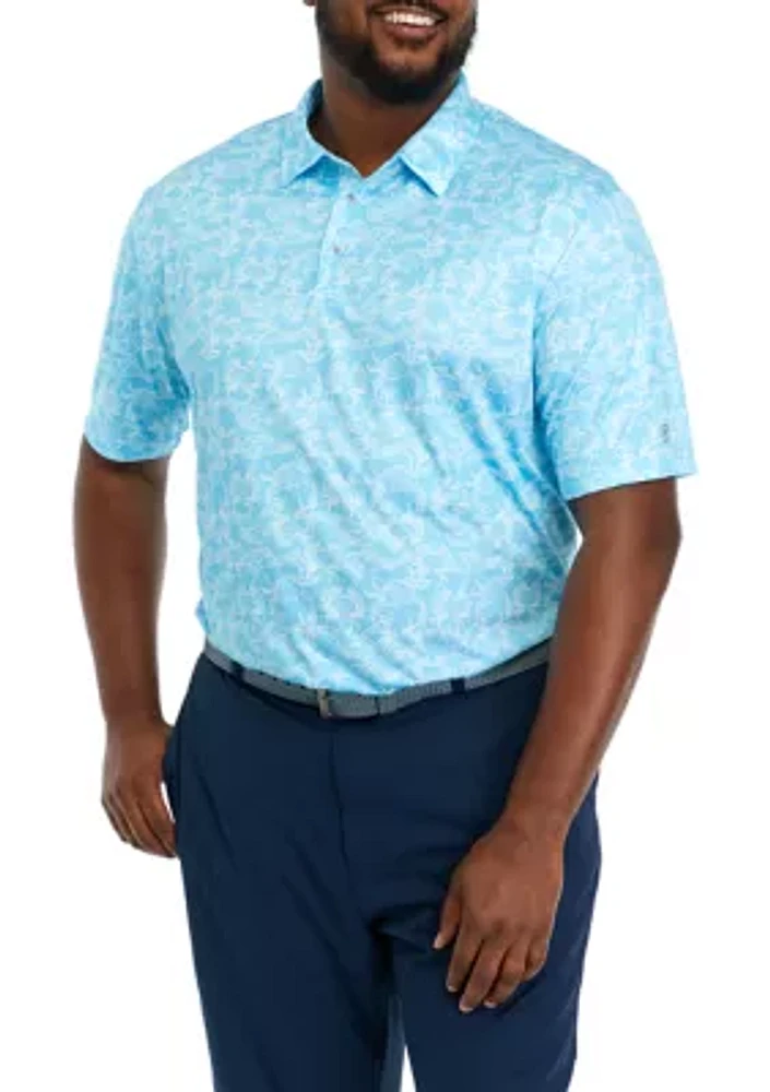 Big & Tall Short Sleeve Crab and Lobster Print Polo Shirt