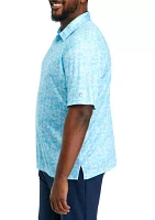 Big & Tall Short Sleeve Crab and Lobster Print Polo Shirt