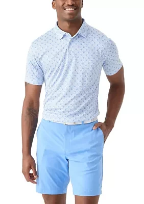 Men's Short Sleeve Angler Fish Print Polo Shirt