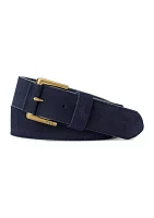 Roller-Buckle Suede Belt