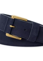 Roller-Buckle Suede Belt