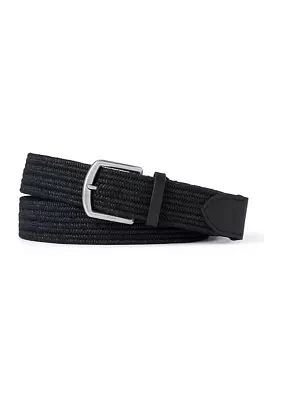 Leather-Trim Braided Belt