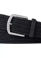 Leather-Trim Braided Belt