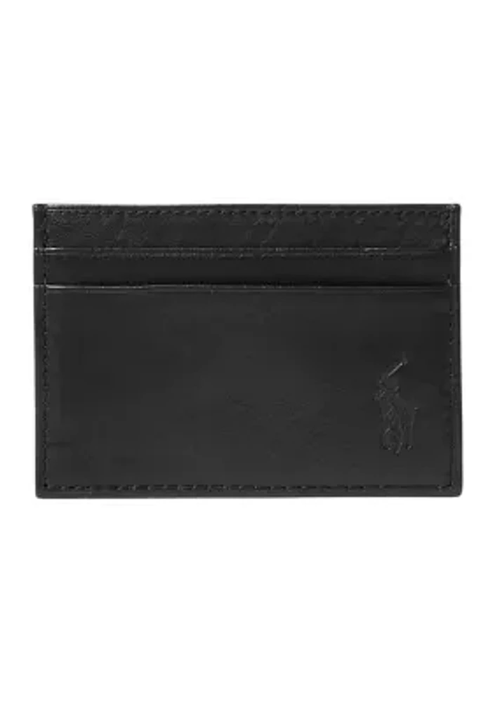 Pebbled Leather Card Case with Money Clip