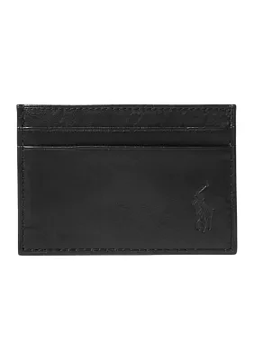 Pebbled Leather Card Case with Money Clip