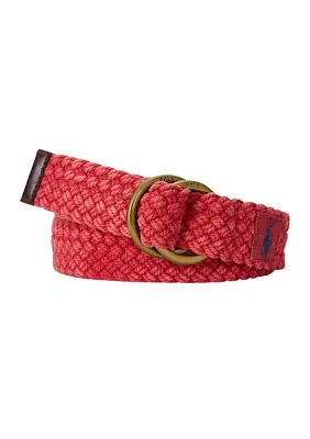 Leather Trim Braided Belt